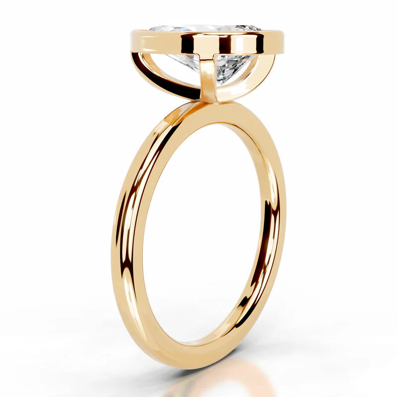 Yellow :: Premium pear bezel lab diamond ring modern engagement jewelry
