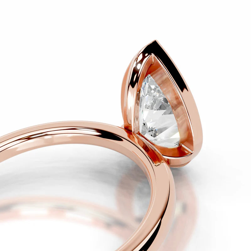 Rose :: IGI certified pear bezel diamond ring lab grown fine jewelry