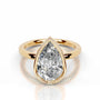 Yellow :: Pear lab grown diamond ring full bezel setting elegant engagement