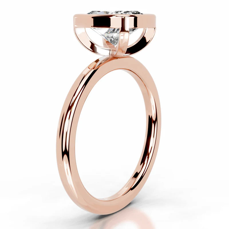 Rose :: IGI certified elongated cushion bezel diamond ring lab grown fine jewelry