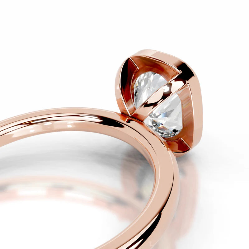 Rose :: Minimalist elongated cushion bezel lab diamond engagement ring clean design