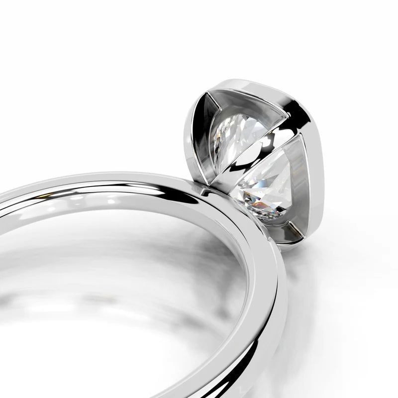White :: Modern elongated cushion bezel lab diamond ring minimalist engagement jewelry