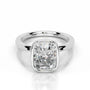 White :: Elongated cushion bezel lab grown diamond engagement ring IGI certified