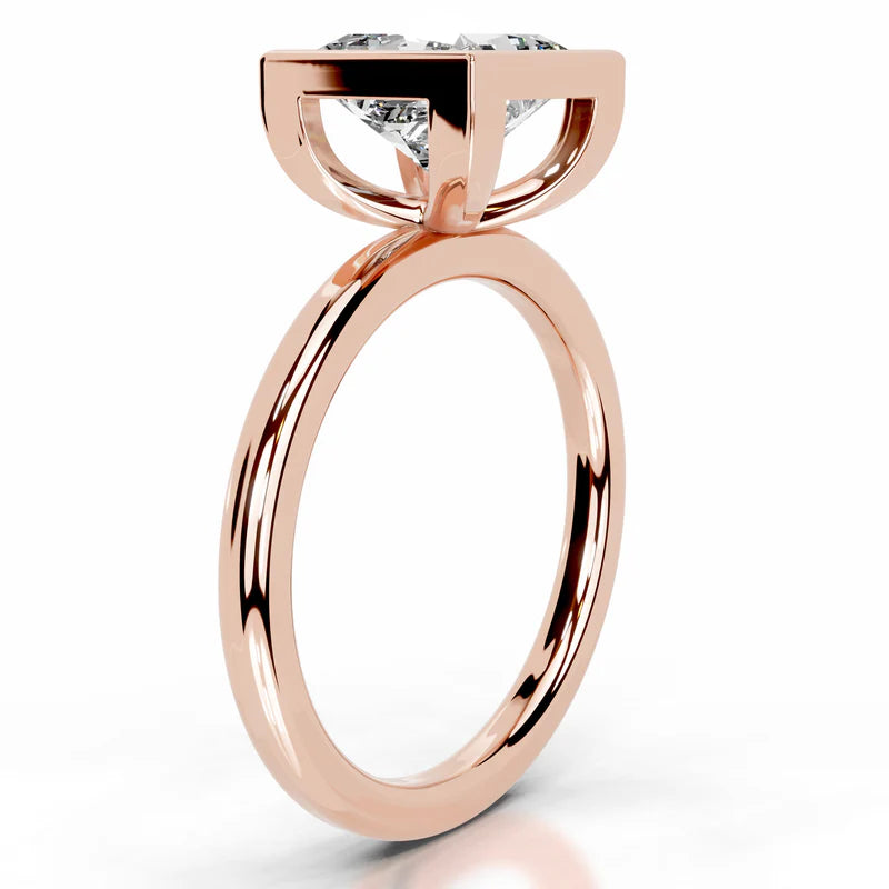 Rose :: Luxury princess bezel lab diamond ring IGI certified engagement jewelry
