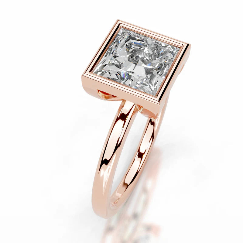 Rose :: IGI certified princess bezel diamond ring lab grown fine jewelry
