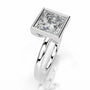 White :: Princess bezel set lab grown diamond engagement ring sleek modern style