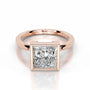 Rose :: Princess bezel set lab grown diamond engagement ring sleek modern style
