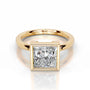 Yellow :: Minimalist princess bezel lab diamond engagement ring clean modern style