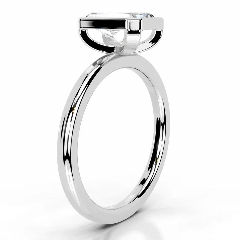 White :: IGI certified radiant lab grown diamond ring bezel solitaire design