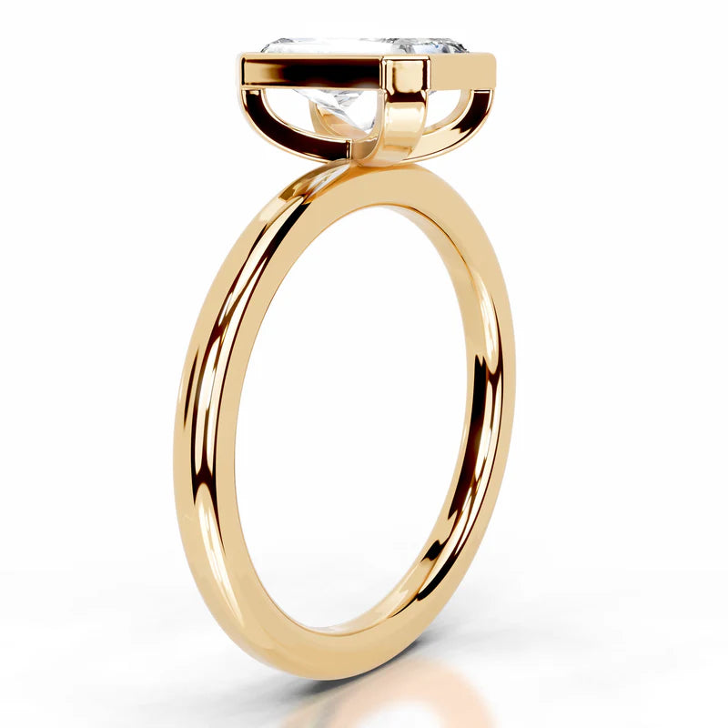 Yellow :: Radiant bezel diamond ring lab created IGI certified solitaire