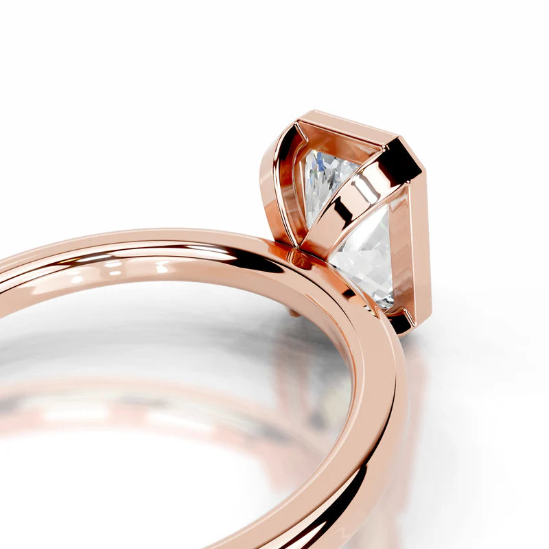 Rose :: Minimalist radiant bezel lab diamond engagement ring clean modern style