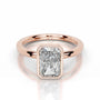 Rose :: Radiant lab grown diamond ring bezel setting secure solitaire