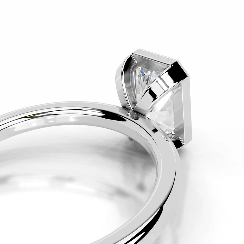 White :: Modern radiant bezel lab diamond ring minimalist engagement jewelry