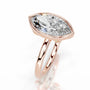 Rose :: Minimalist marquise bezel lab diamond engagement ring clean modern style