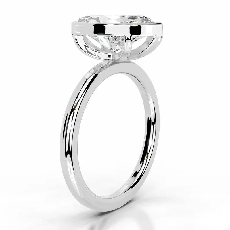White :: IGI certified marquise lab grown diamond ring bezel solitaire design