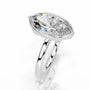 White :: Modern marquise bezel lab diamond ring minimalist engagement jewelry