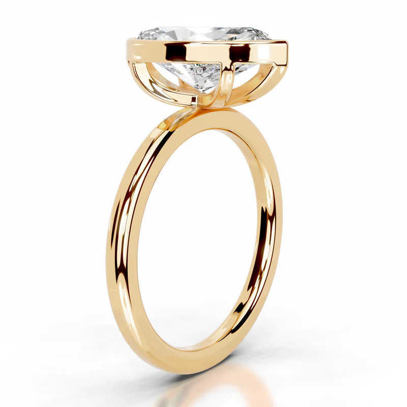 Yellow :: Marquise cut lab grown diamond ring bezel setting everyday wear ring