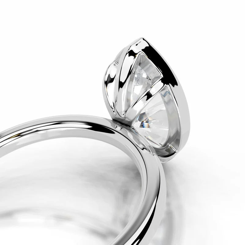 White :: Marquise lab grown diamond ring bezel setting secure solitaire design