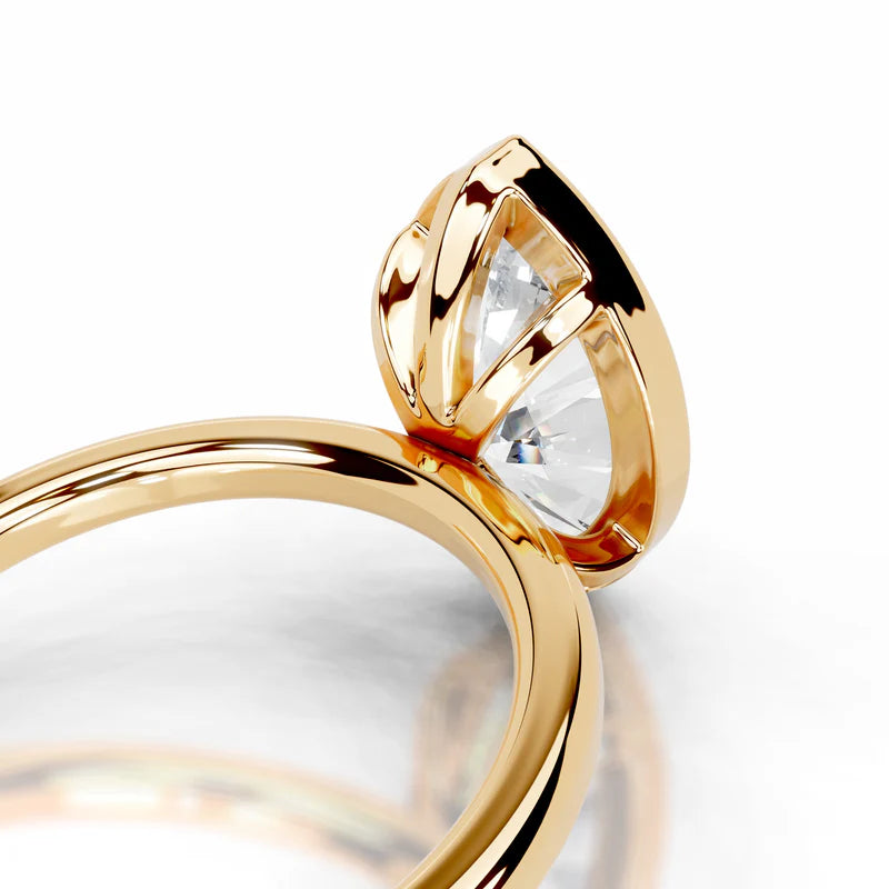 Yellow :: Elegant marquise bezel lab diamond ring secure setting engagement jewelry
