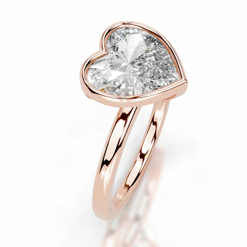 Rose :: Minimalist heart bezel lab diamond engagement ring clean modern style