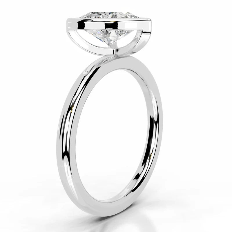 White :: Heart bezel set lab grown diamond engagement ring elegant love design