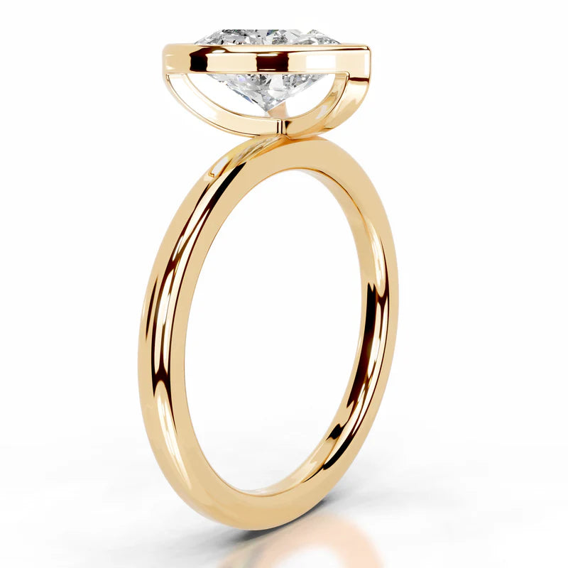 Yellow :: Heart cut lab grown diamond ring bezel setting everyday wear ring
