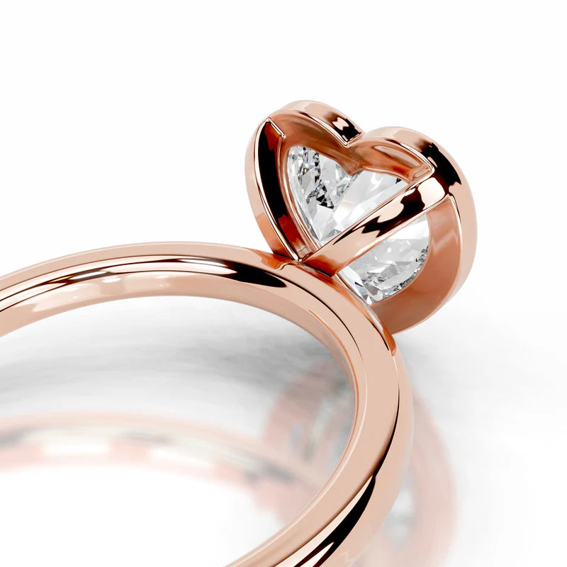 Rose :: Heart lab grown diamond ring full bezel setting elegant engagement