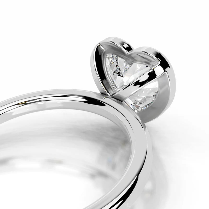 White :: Romantic heart bezel lab diamond ring minimalist engagement jewelry