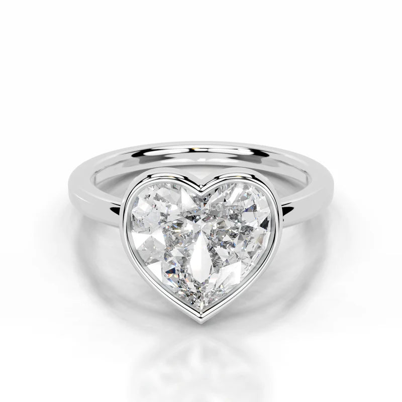 White :: Heart bezel lab grown diamond engagement ring IGI certified solitaire