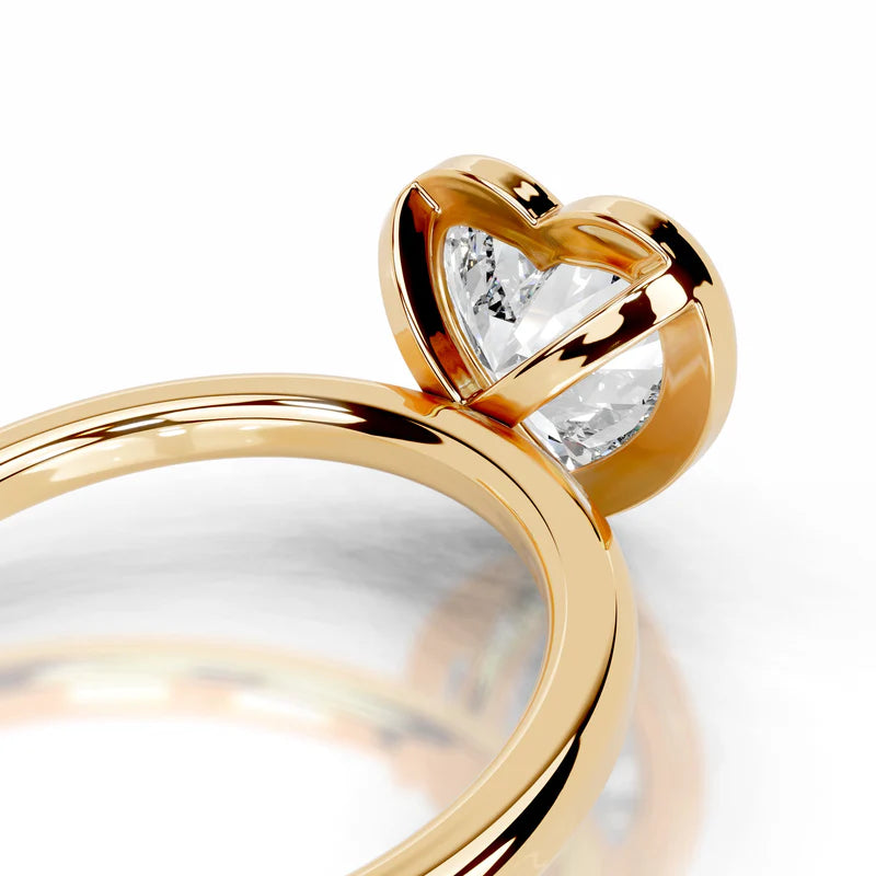Yellow :: Elegant heart bezel lab diamond ring secure setting engagement jewelry