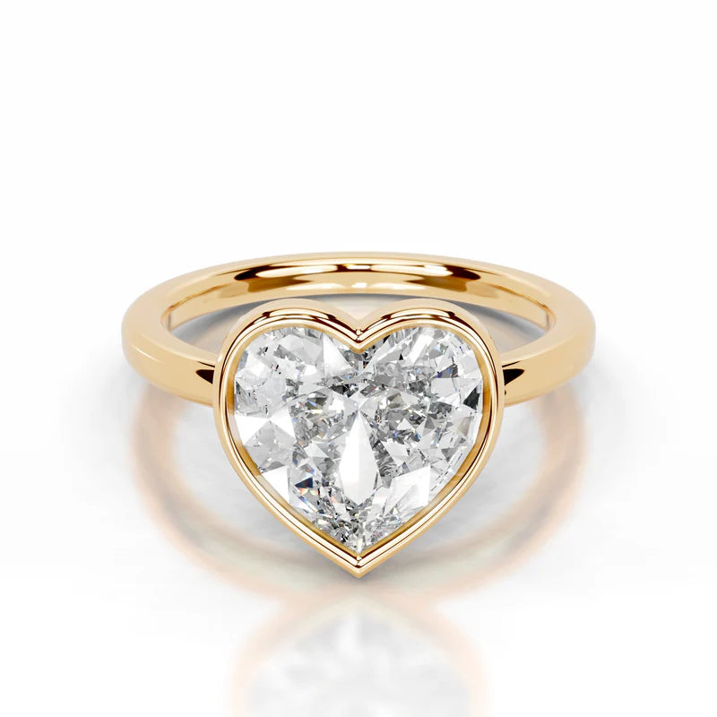Yellow :: Heart bezel diamond ring lab created IGI certified solitaire design