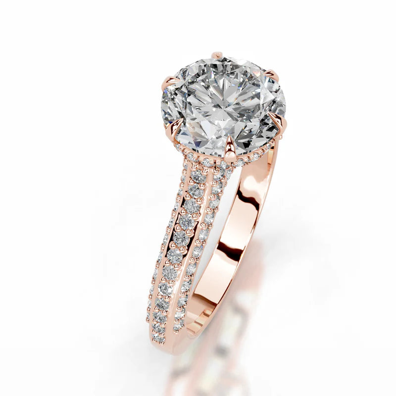 Rose :: premium round lab diamond engagement ring IGI certified hidden halo