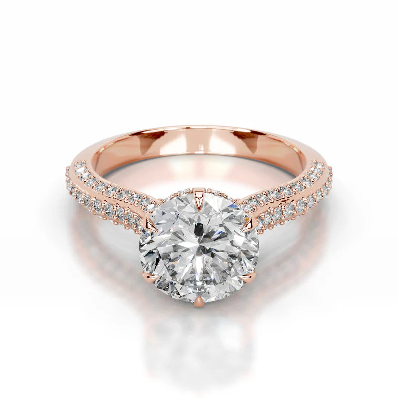 Rose :: luxury round lab diamond engagement ring hidden halo elegant design