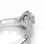 White :: round hidden halo lab grown diamond engagement ring pavé band sparkle