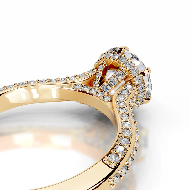 Yellow :: luxury Luxevia round hidden halo lab diamond engagement ring bridal
