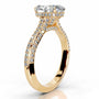 Yellow :: women’s oval cut lab diamond engagement ring hidden halo pavé band
