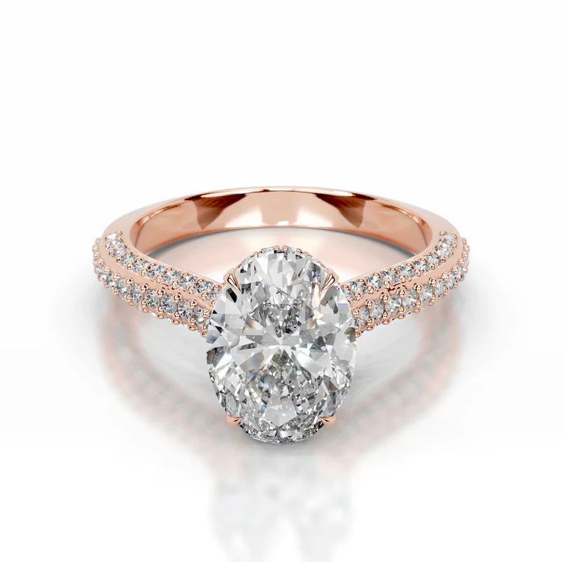 Rose :: luxury oval lab diamond engagement ring hidden halo elegant design