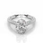White :: Luxevia oval hidden halo lab grown diamond engagement ring IGI certified