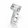White :: Luxevia emerald cut hidden halo engagement ring lab grown diamond bridal ring