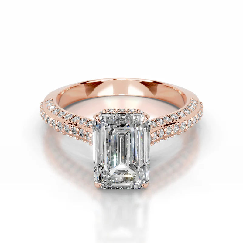 Rose :: luxury emerald lab diamond engagement ring hidden halo fine jewelry