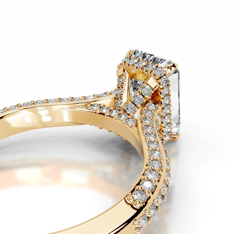 Yellow :: luxury Luxevia emerald hidden halo lab diamond engagement ring bridal