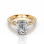 Yellow :: handcrafted emerald hidden halo lab diamond engagement ring luxury design
