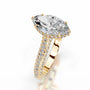 Yellow :: sustainable marquise lab grown diamond engagement ring hidden halo design