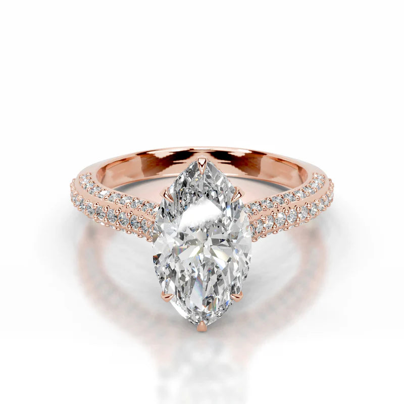 Rose :: luxury marquise lab diamond engagement ring hidden halo elegant design