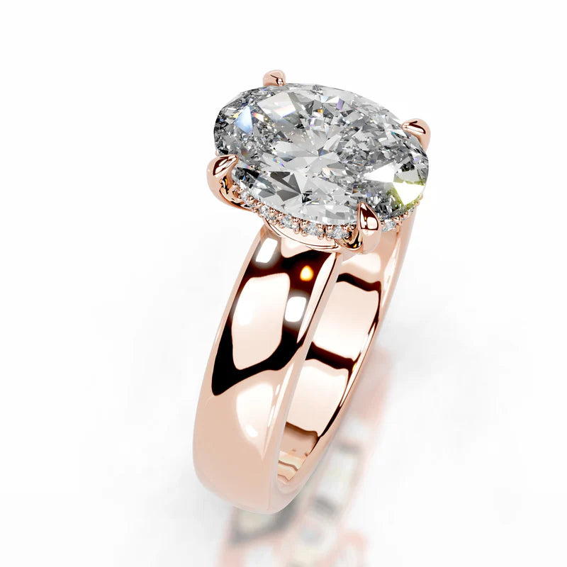 Rose :: elegant hidden halo oval lab diamond ring for proposal
