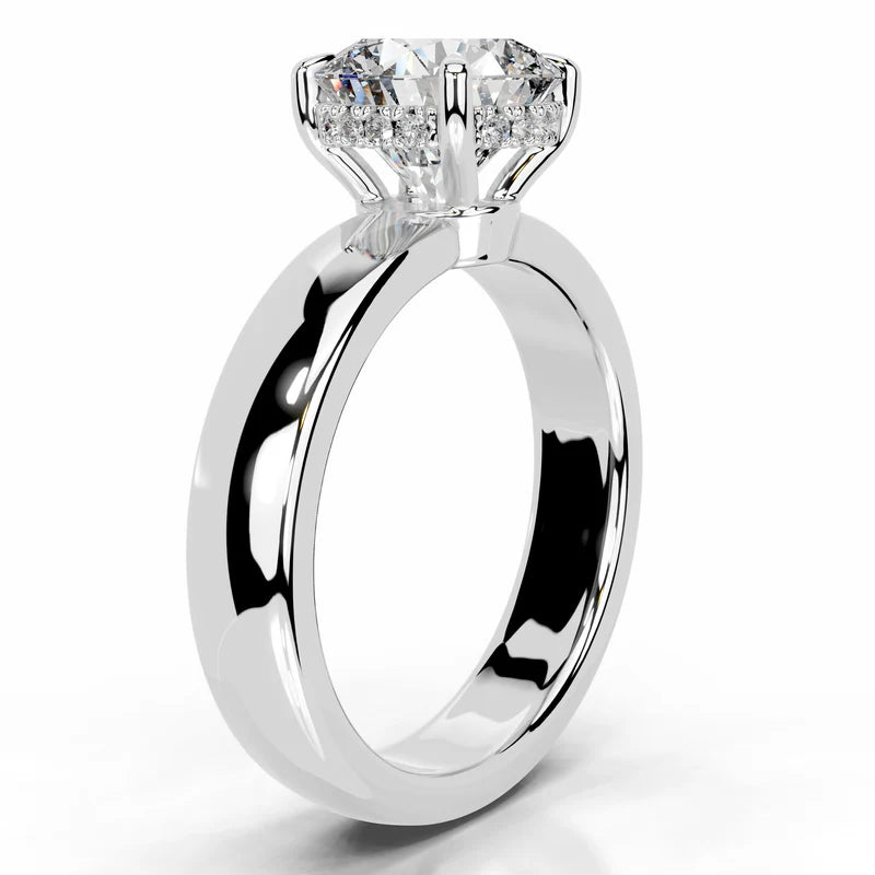 White :: IGI certified round lab diamond engagement ring hidden halo design