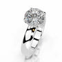 White :: luxury round brilliant lab grown diamond ring hidden halo pave band