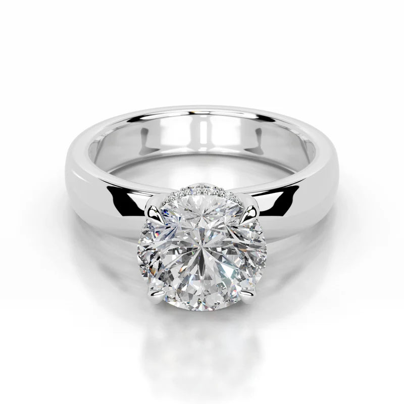 White :: Arvique round hidden halo lab grown diamond engagement ring IGI certified