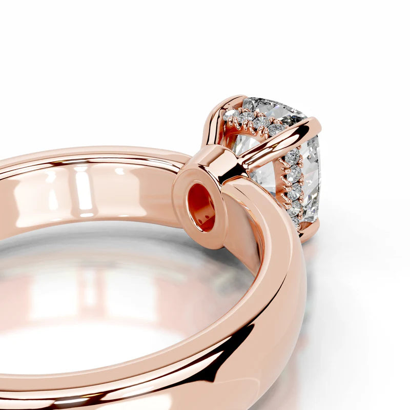 Rose :: elegant hidden halo elongated cushion lab diamond ring for proposal