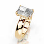 Yellow :: minimal elegant radiant lab grown diamond ring hidden halo setting